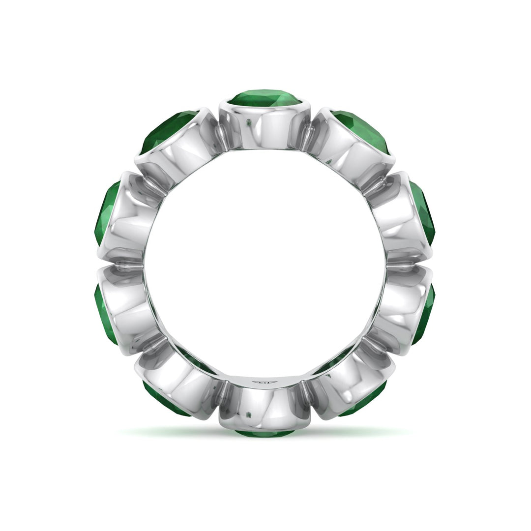 Ophelia - Bezel Set Oval Cut Green Emerald Eternity Band - Gem Jewelers Co