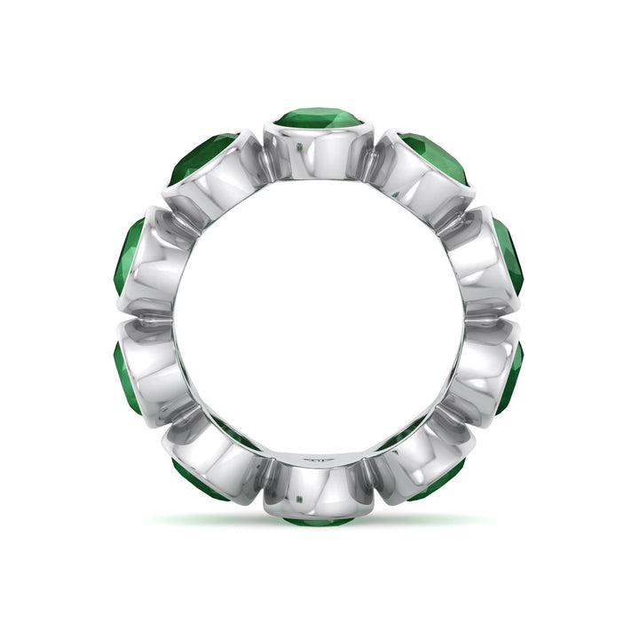 Ophelia - Bezel Set Oval Cut Green Emerald Eternity Band - Gem Jewelers Co