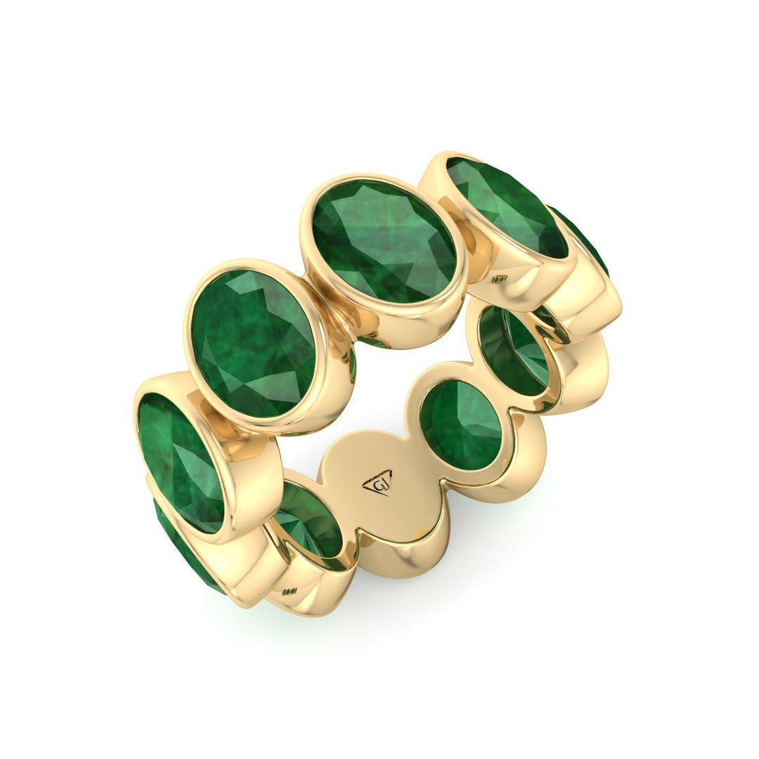 Ophelia - Bezel Set Oval Cut Green Emerald Eternity Band - Gem Jewelers Co