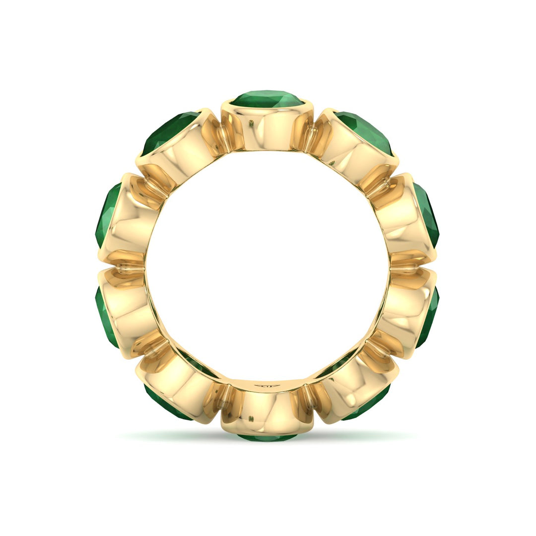 Ophelia - Bezel Set Oval Cut Green Emerald Eternity Band - Gem Jewelers Co