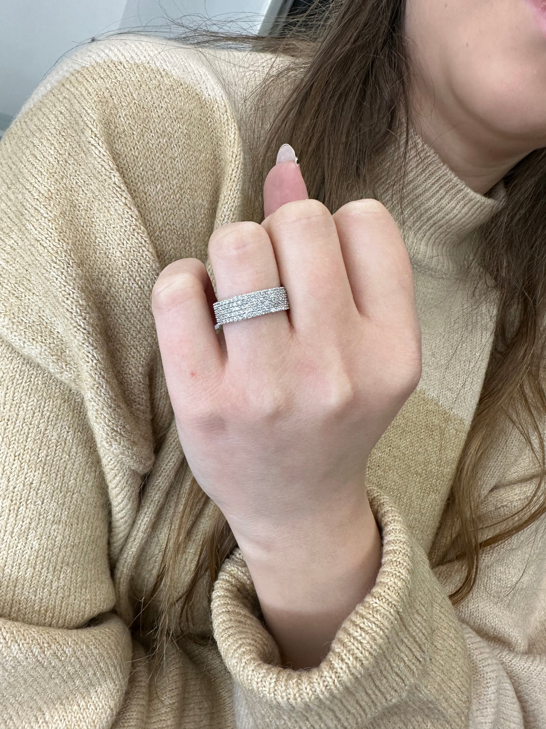 1.13-carat-multi-row-pave-round-cut-diamond-eternity-band-in-solid-white-gold-band