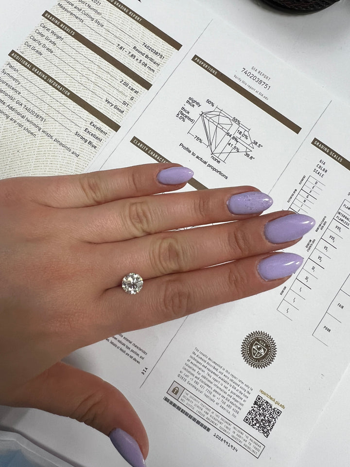 GIA Certified Loose Diamond 2.00Ct Round Cut - Gem Jewelers Co