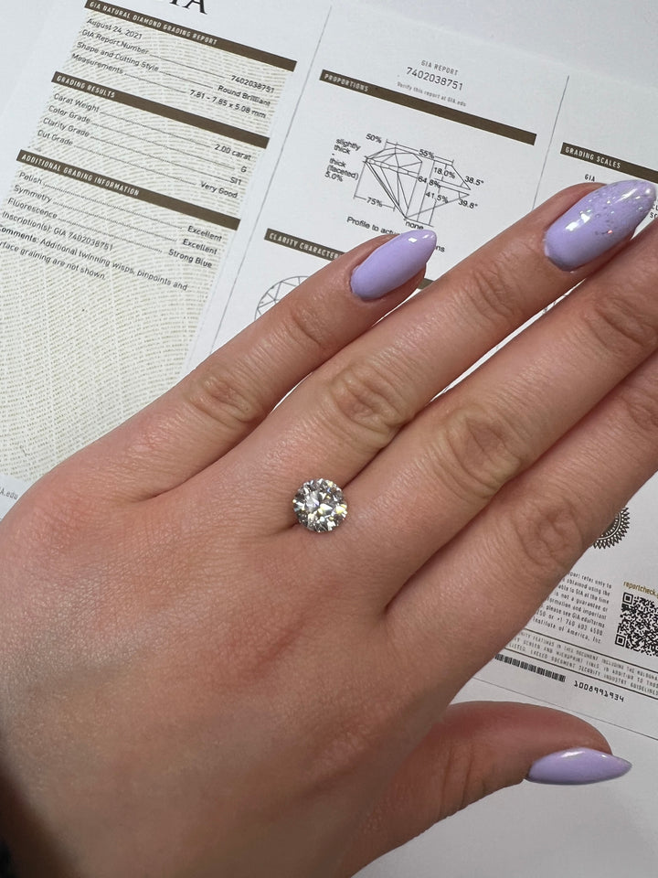 GIA Certified Loose Diamond 2.00Ct Round Cut - Gem Jewelers Co
