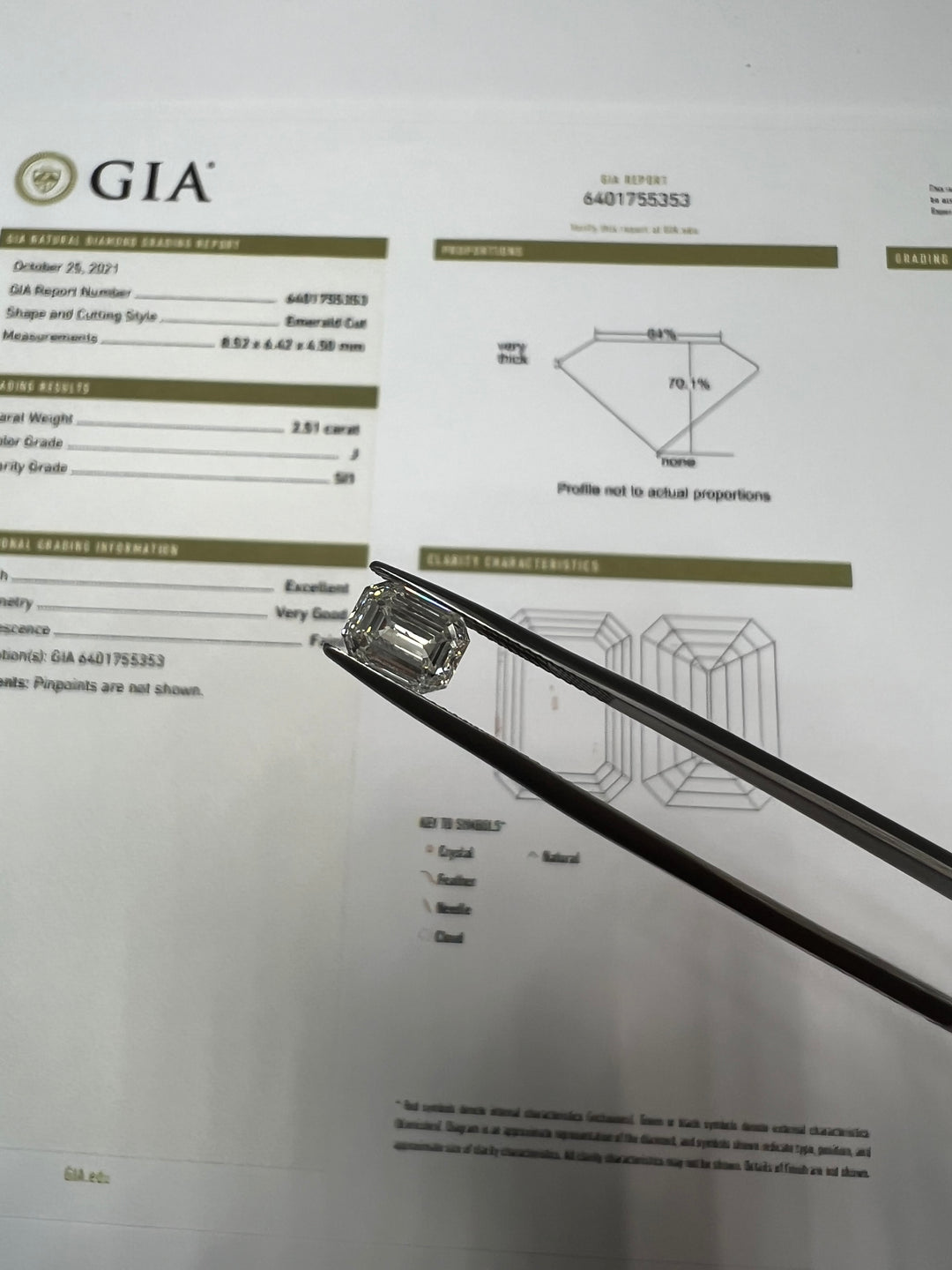 GIA Certified Loose Diamond 2.51Ct Emerald Cut - Gem Jewelers Co