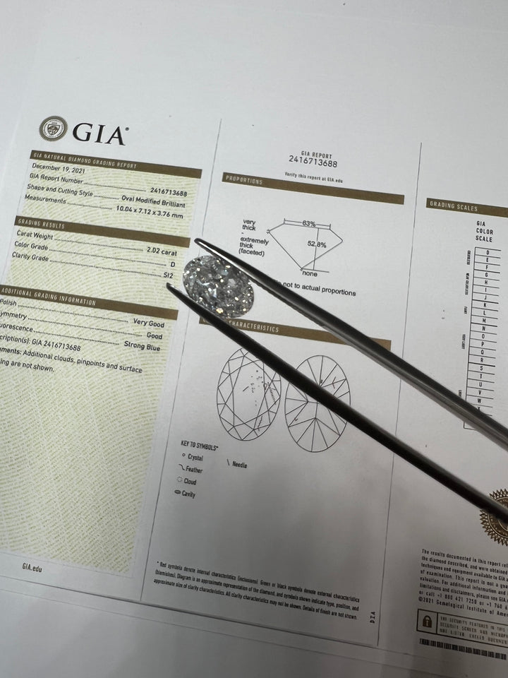 GIA Certified Loose Diamond 2.02Ct Oval Cut - Gem Jewelers Co