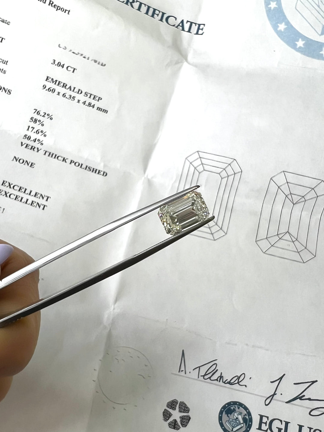 EGL Certified Loose Diamond 3.04Ct Emerald Cut - Gem Jewelers Co