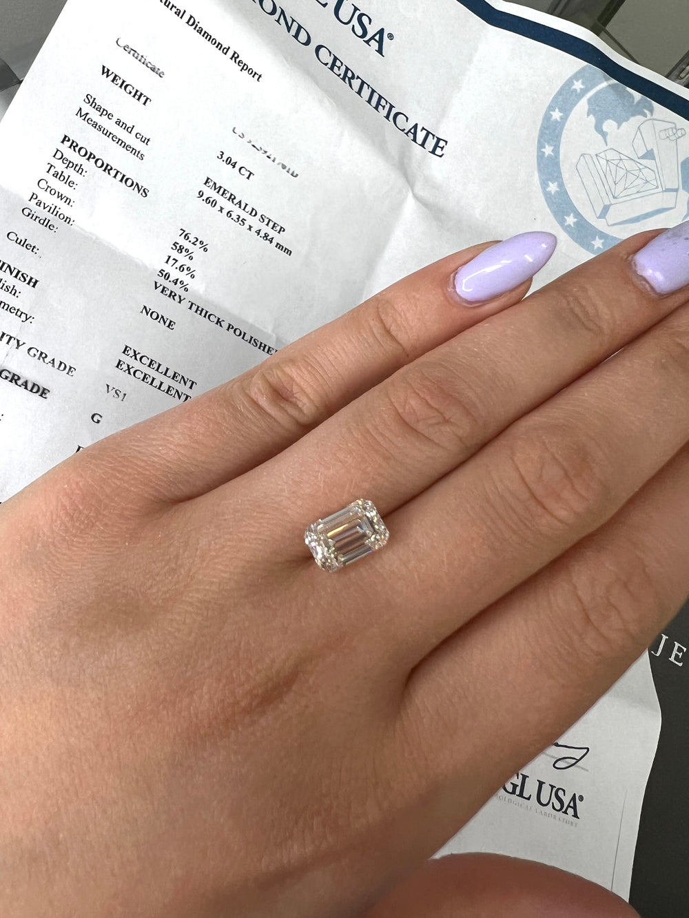 EGL Certified Loose Diamond 3.04Ct Emerald Cut - Gem Jewelers Co