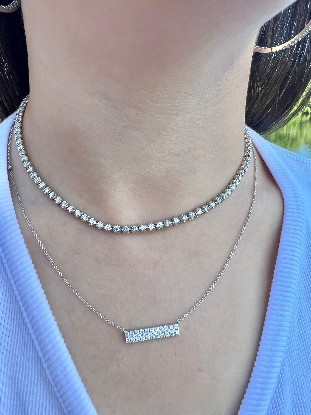 IG Deal 5.4CT Round Diamond Tennis Necklace in 14K White Gold - Gem Jewelers Co