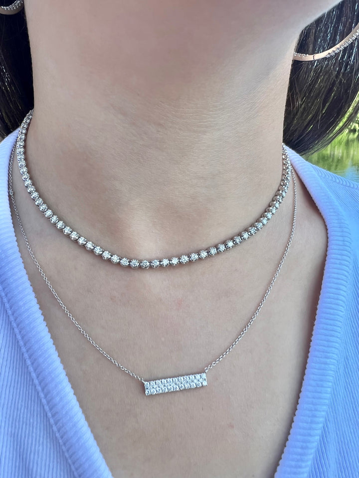 IG Deal 5.4CT Round Diamond Tennis Necklace in 14K White Gold - Gem Jewelers Co