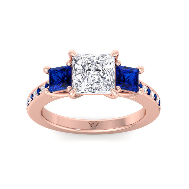 3.20-c-t-w-princess-cut-diamond-engagement-ring-with-blue-sapphire-sidestones-in-rose-gold