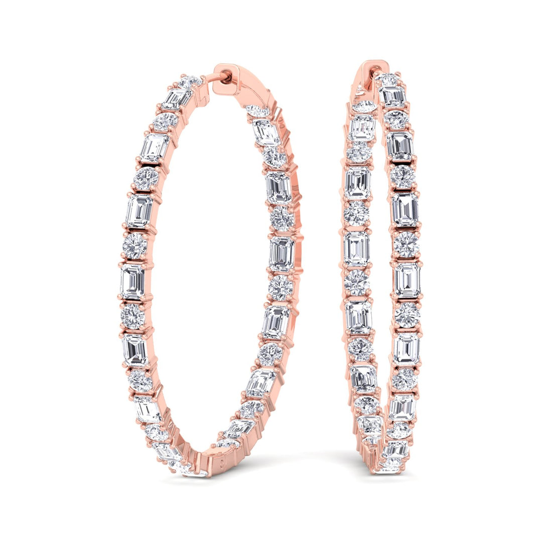 Altaire - Emerald and Round Cut Eternity Hoops - Gem Jewelers Co