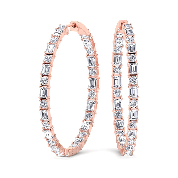 Altaire - Emerald and Round Cut Eternity Hoops - Gem Jewelers Co