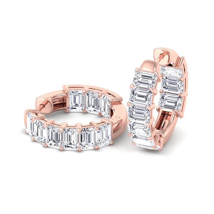 Escudo - 6.35 Carat Emerald Cut Diamond Inside Out Hoops - Gem Jewelers Co