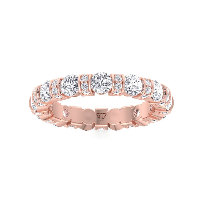 round-cut-diamond-bar-set-eternity-band-with-pave-accents-solid-rose-gold-band