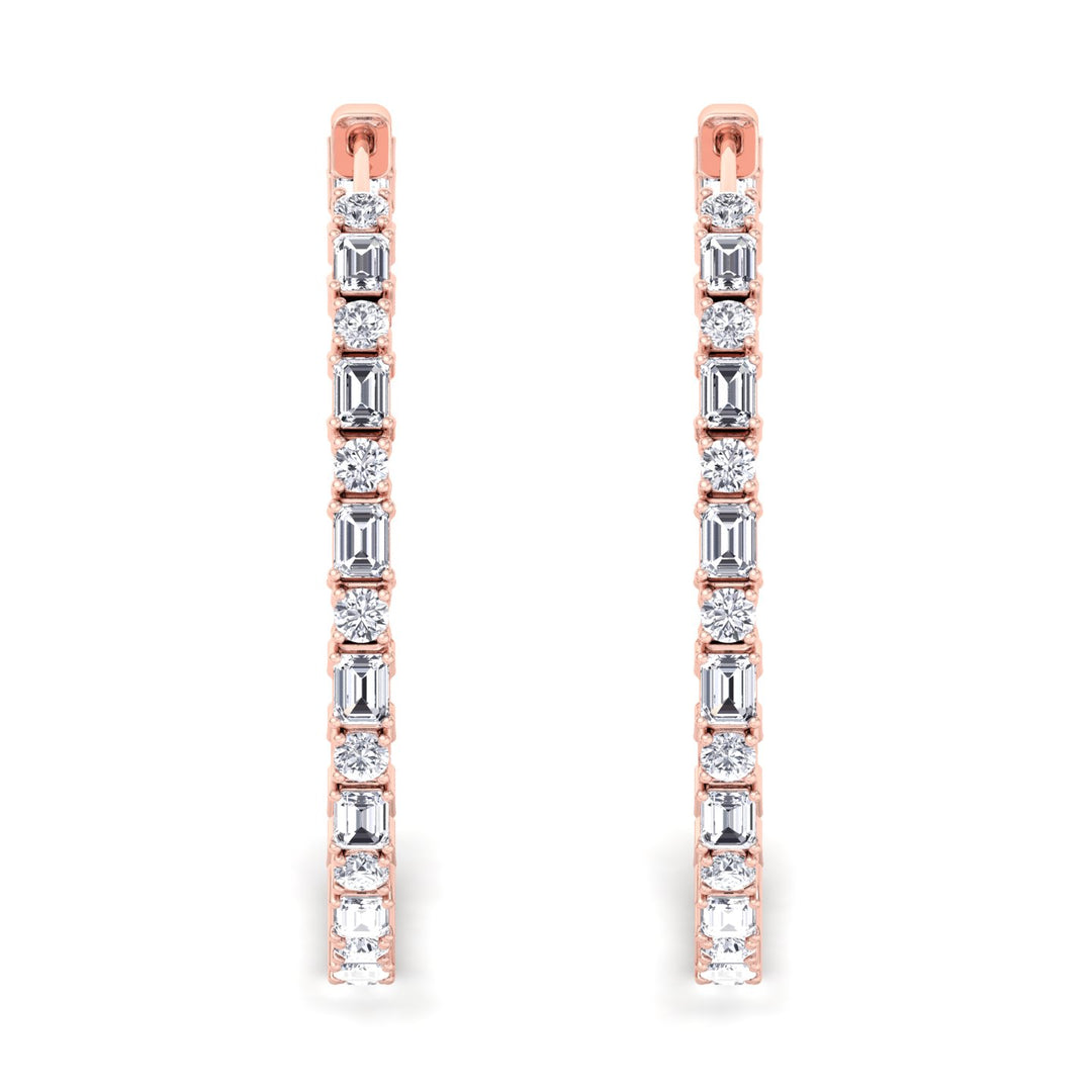 Altaire - Emerald and Round Cut Eternity Hoops - Gem Jewelers Co