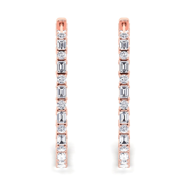 Altaire - Emerald and Round Cut Eternity Hoops - Gem Jewelers Co