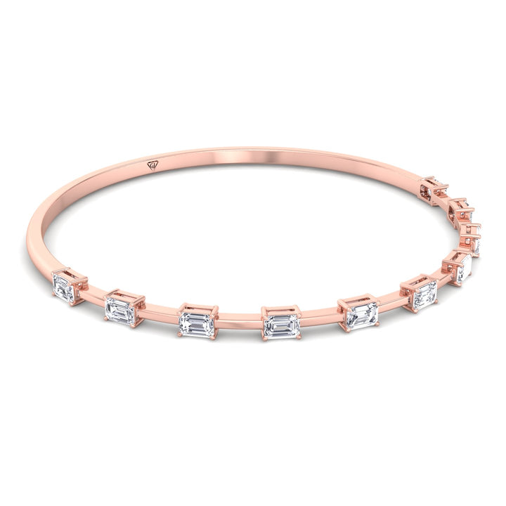 Bulda - (3.05CT T.W.) Emerald Cut East to West Natural Diamond Bangle - Gem Jewelers Co