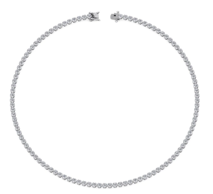 IG Deal 5.4CT Round Diamond Tennis Necklace in 14K White Gold - Gem Jewelers Co