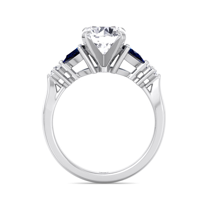 round-cut-diamond-engagement-ring-with-blue-sapphire-pear-shape-sidestones-in-solid-white-gold