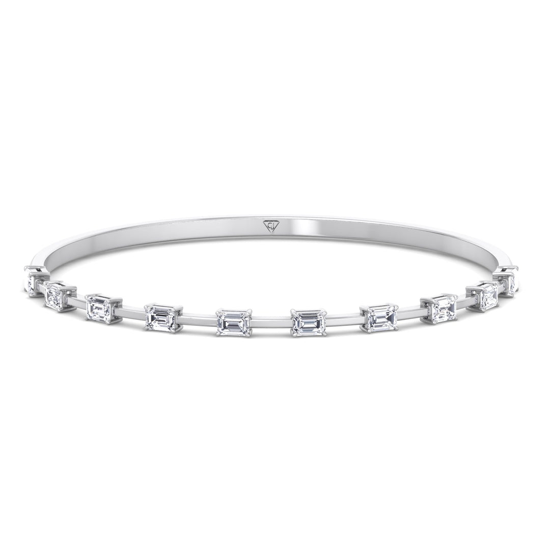 Bulda - (3.05CT T.W.) Emerald Cut East to West Natural Diamond Bangle - Gem Jewelers Co