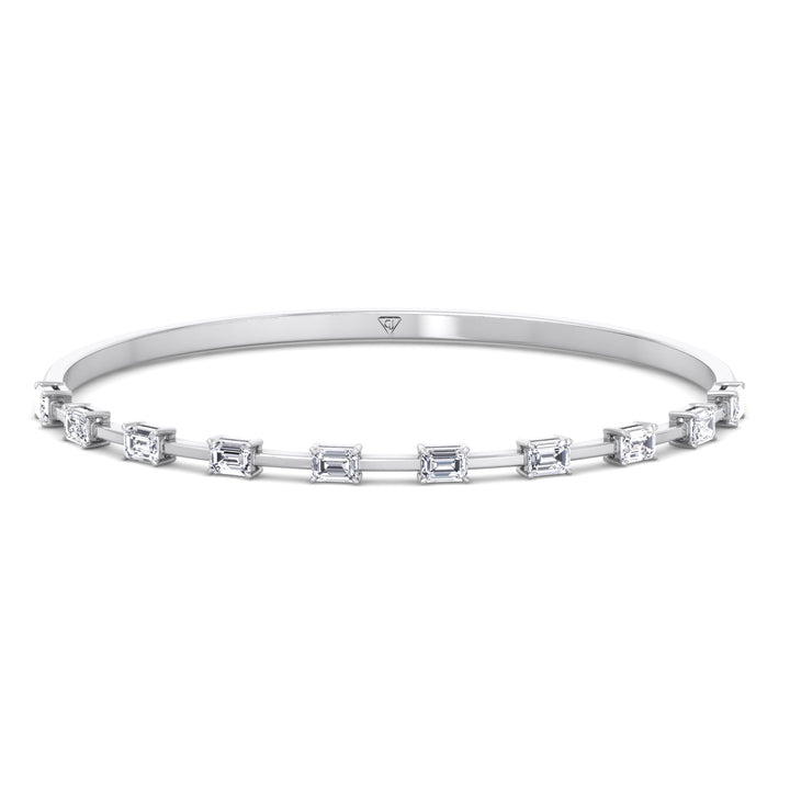Bulda - (3.05CT T.W.) Emerald Cut East to West Natural Diamond Bangle - Gem Jewelers Co