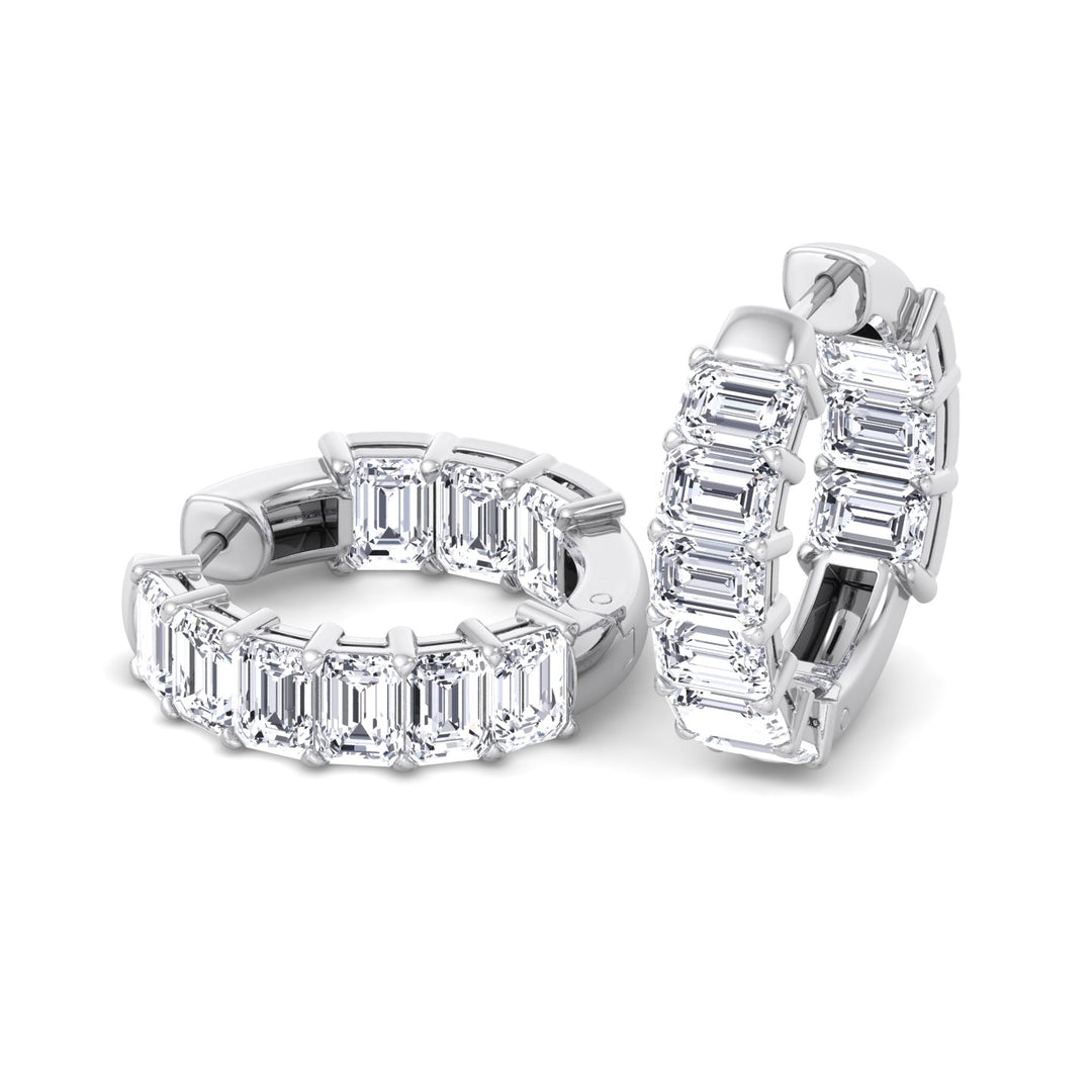 Escudo - 6.35 Carat Emerald Cut Diamond Inside Out Hoops