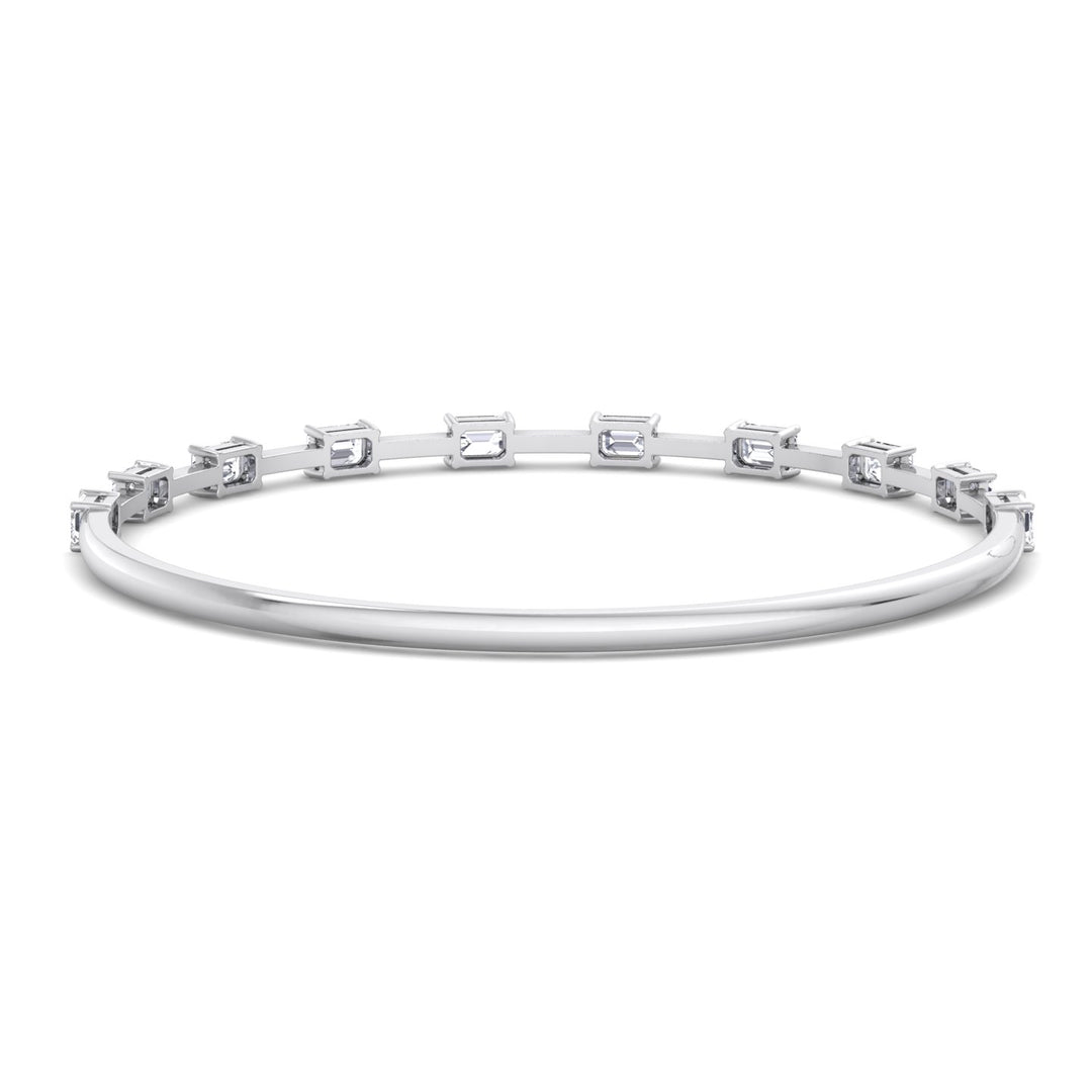 Bulda - (3.05CT T.W.) Emerald Cut East to West Natural Diamond Bangle - Gem Jewelers Co