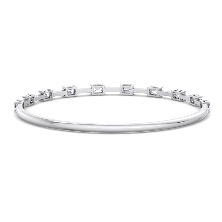 Bulda - (3.05CT T.W.) Emerald Cut East to West Natural Diamond Bangle - Gem Jewelers Co