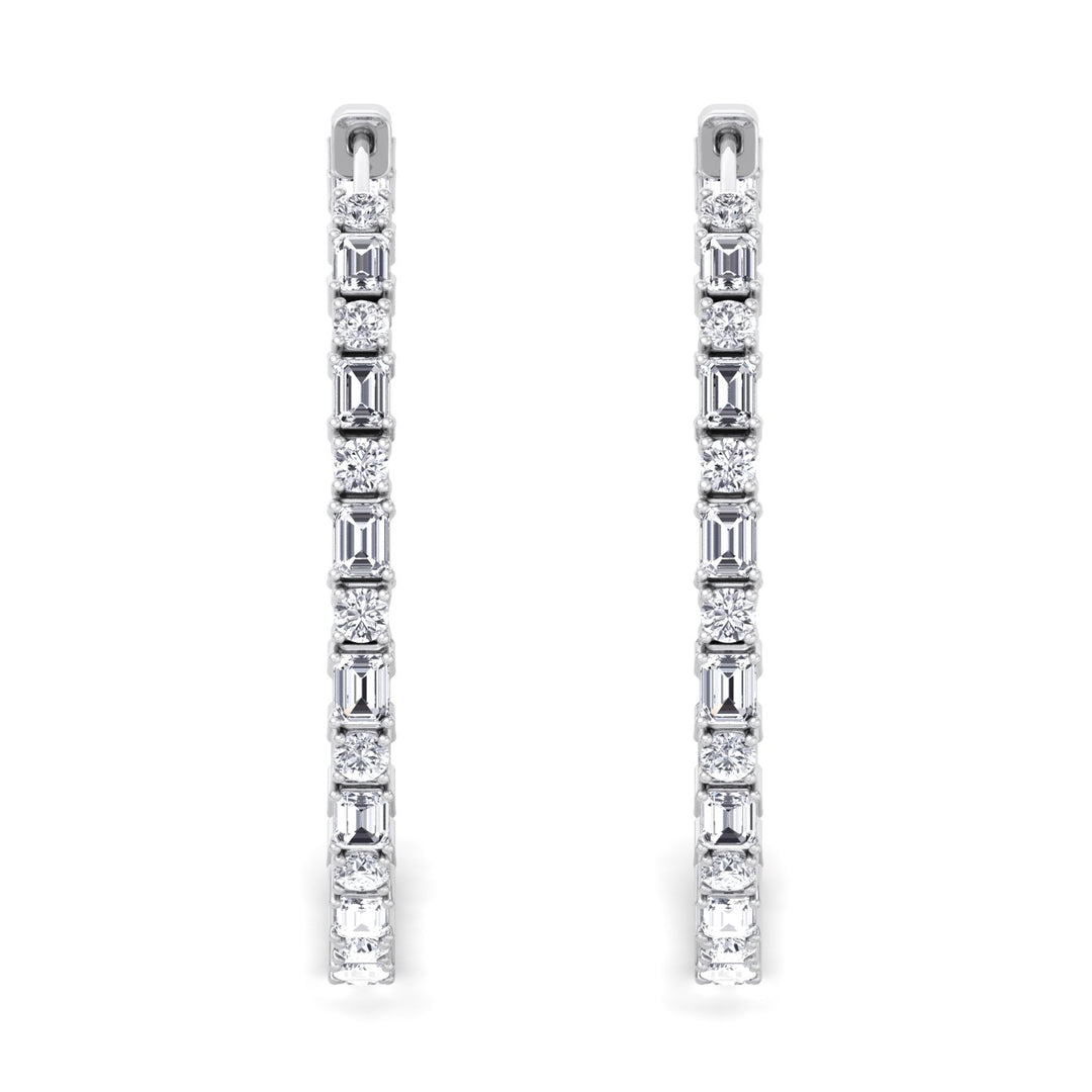 Altaire - Emerald and Round Cut Eternity Hoops - Gem Jewelers Co
