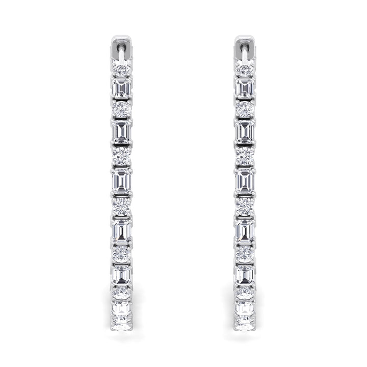 Altaire - Emerald and Round Cut Eternity Hoops - Gem Jewelers Co