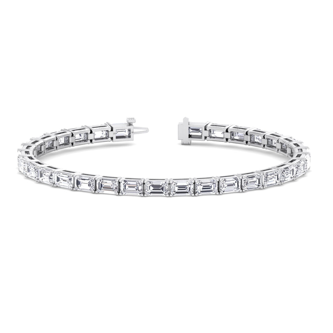 Wally - 10.50CT T.W East To West Emerald Cut Natural Diamond Tennis Bracelet - Gem Jewelers Co