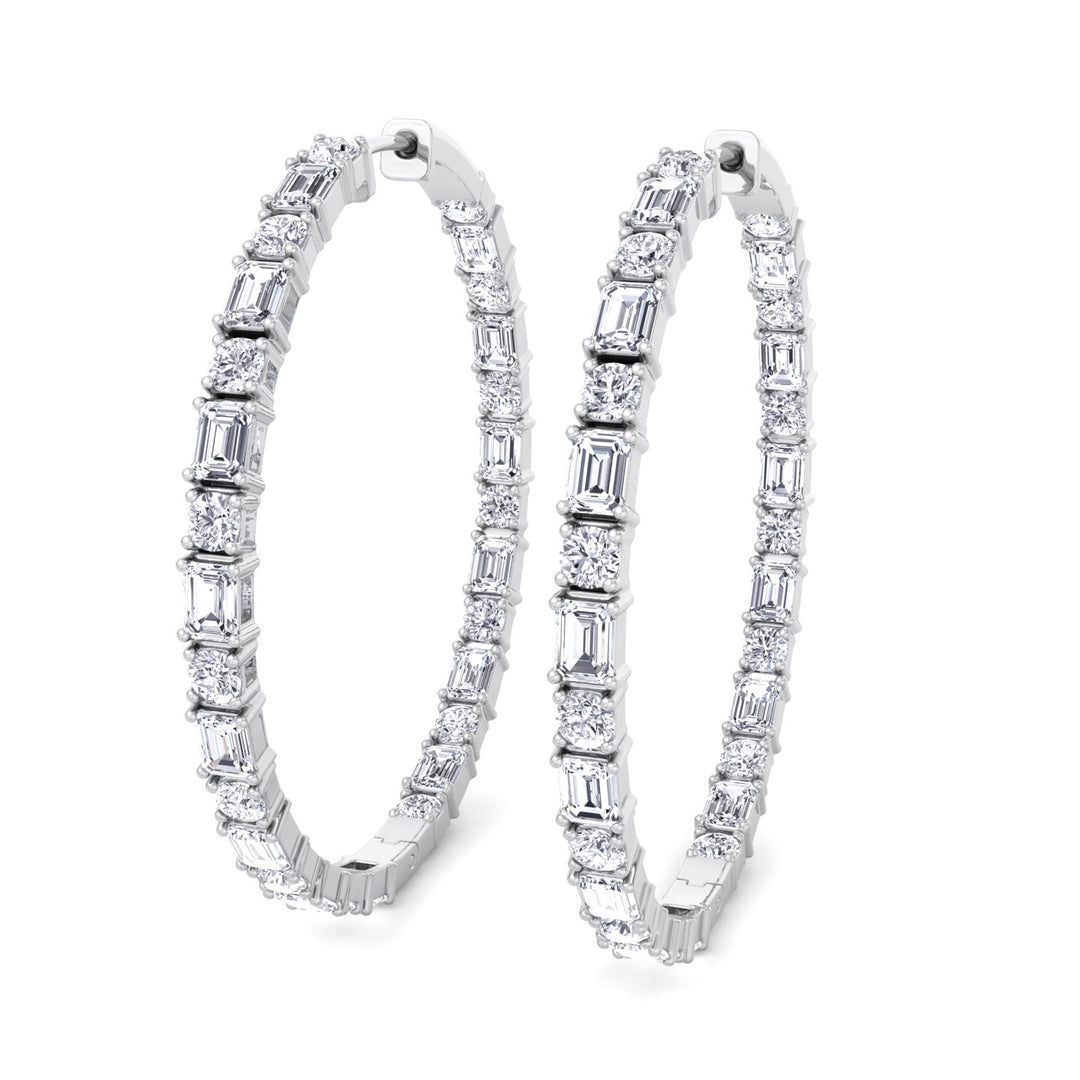 Altaire - Emerald and Round Cut Eternity Hoops - Gem Jewelers Co