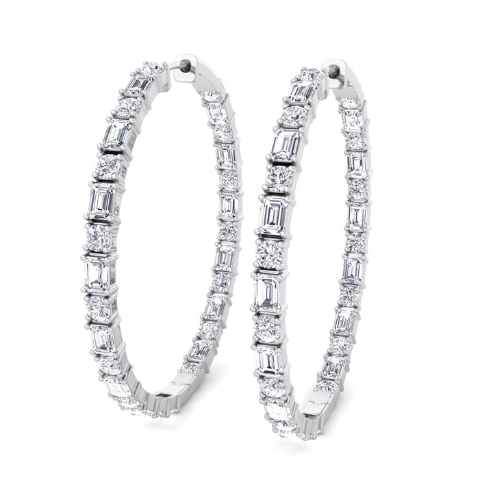 Altaire - Emerald and Round Cut Eternity Hoops - Gem Jewelers Co