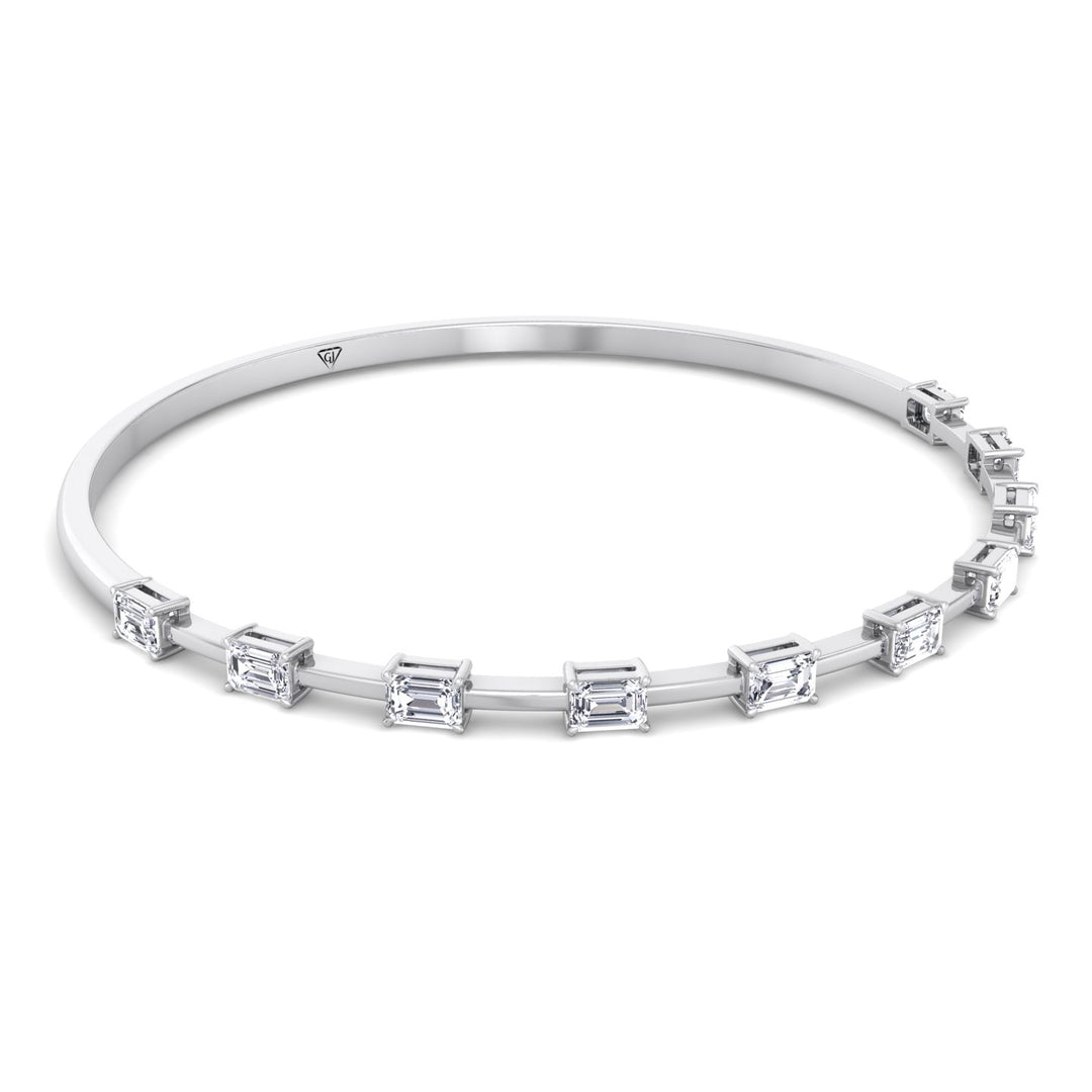 Bulda - (3.05CT T.W.) Emerald Cut East to West Natural Diamond Bangle - Gem Jewelers Co