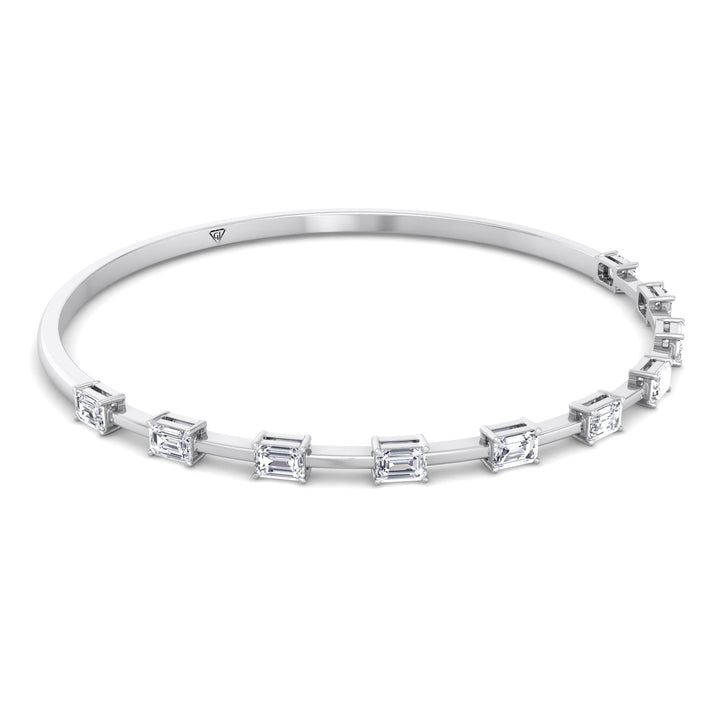 Bulda - (3.05CT T.W.) Emerald Cut East to West Natural Diamond Bangle - Gem Jewelers Co