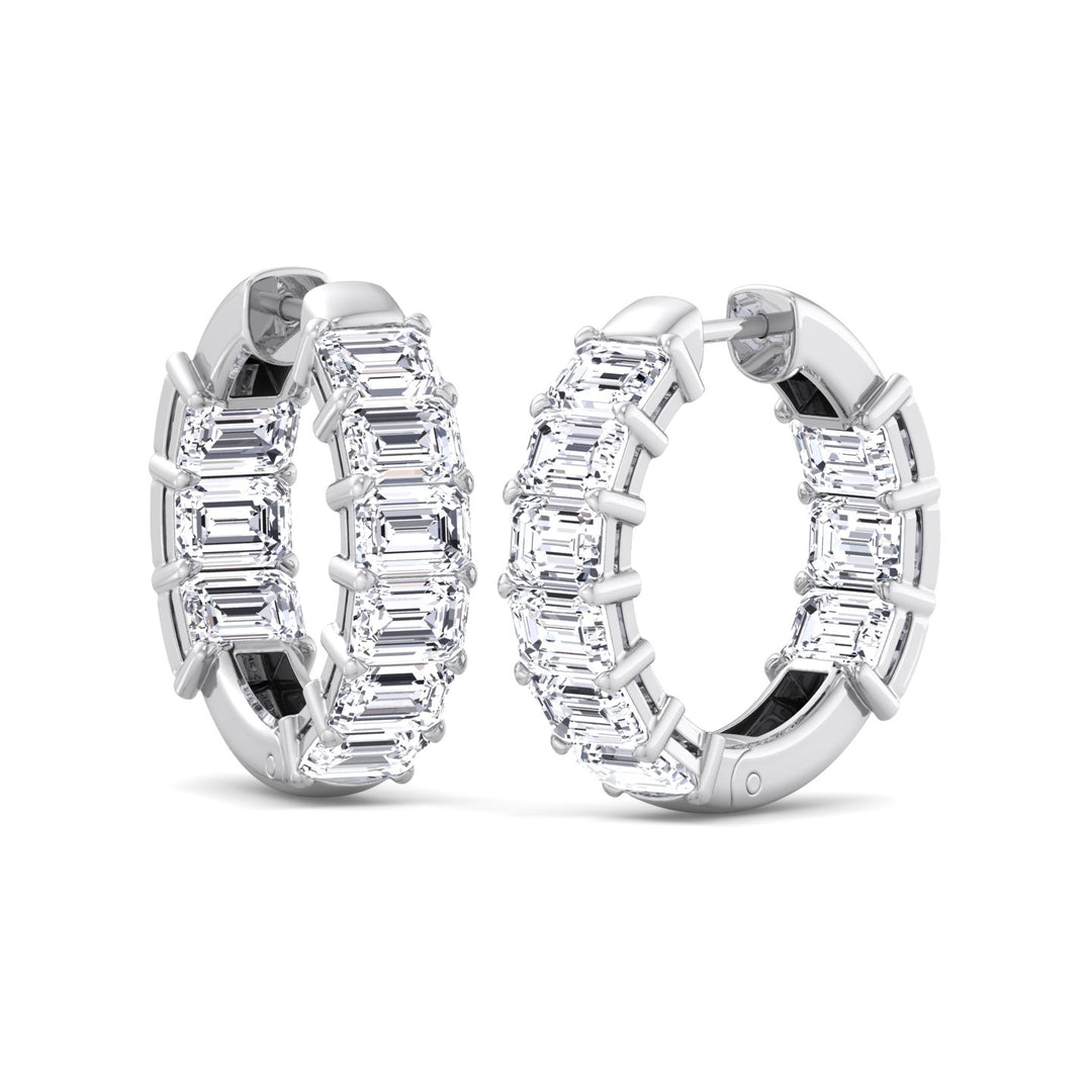 Escudo - 6.35 Carat Emerald Cut Diamond Inside Out Hoops - Gem Jewelers Co