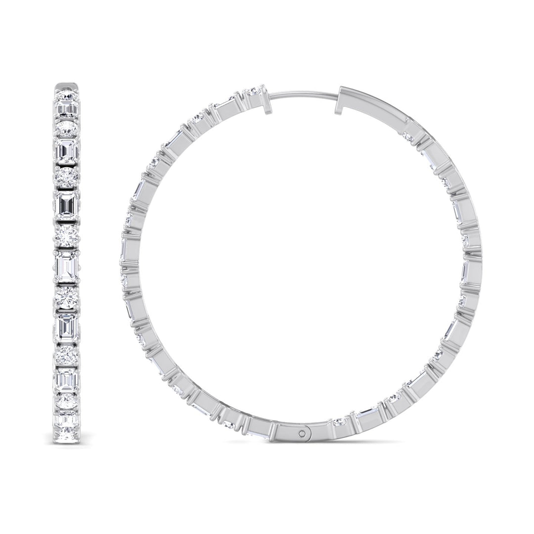 Altaire - Emerald and Round Cut Eternity Hoops - Gem Jewelers Co