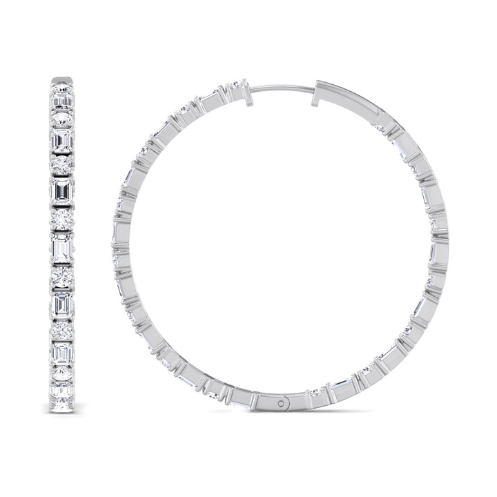 Altaire - Emerald and Round Cut Eternity Hoops - Gem Jewelers Co