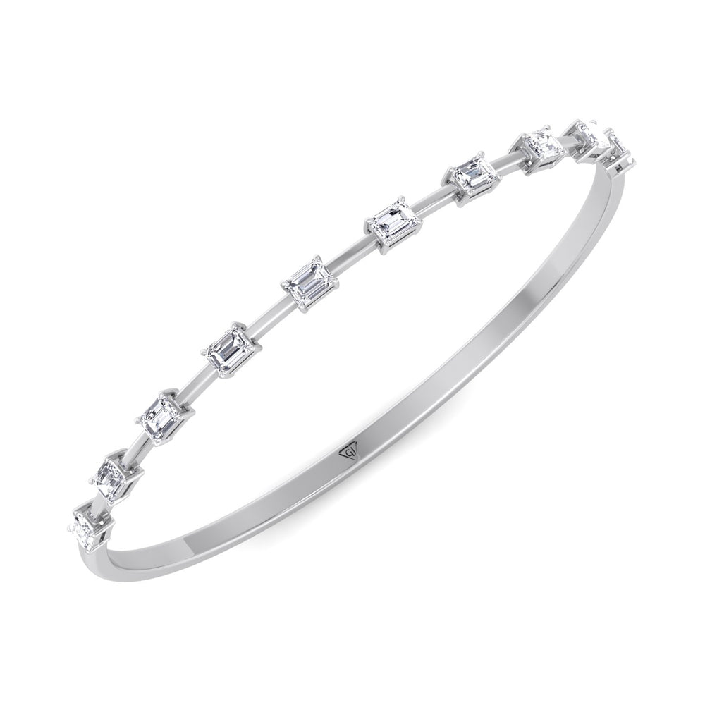 Bulda - (3.05CT T.W.) Emerald Cut East to West Natural Diamond Bangle - Gem Jewelers Co