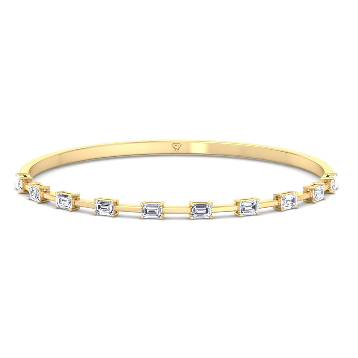 Bulda - (3.05CT T.W.) Emerald Cut East to West Natural Diamond Bangle - Gem Jewelers Co