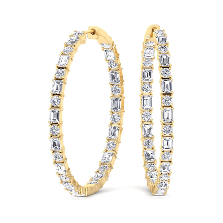 Altaire - Emerald and Round Cut Eternity Hoops - Gem Jewelers Co