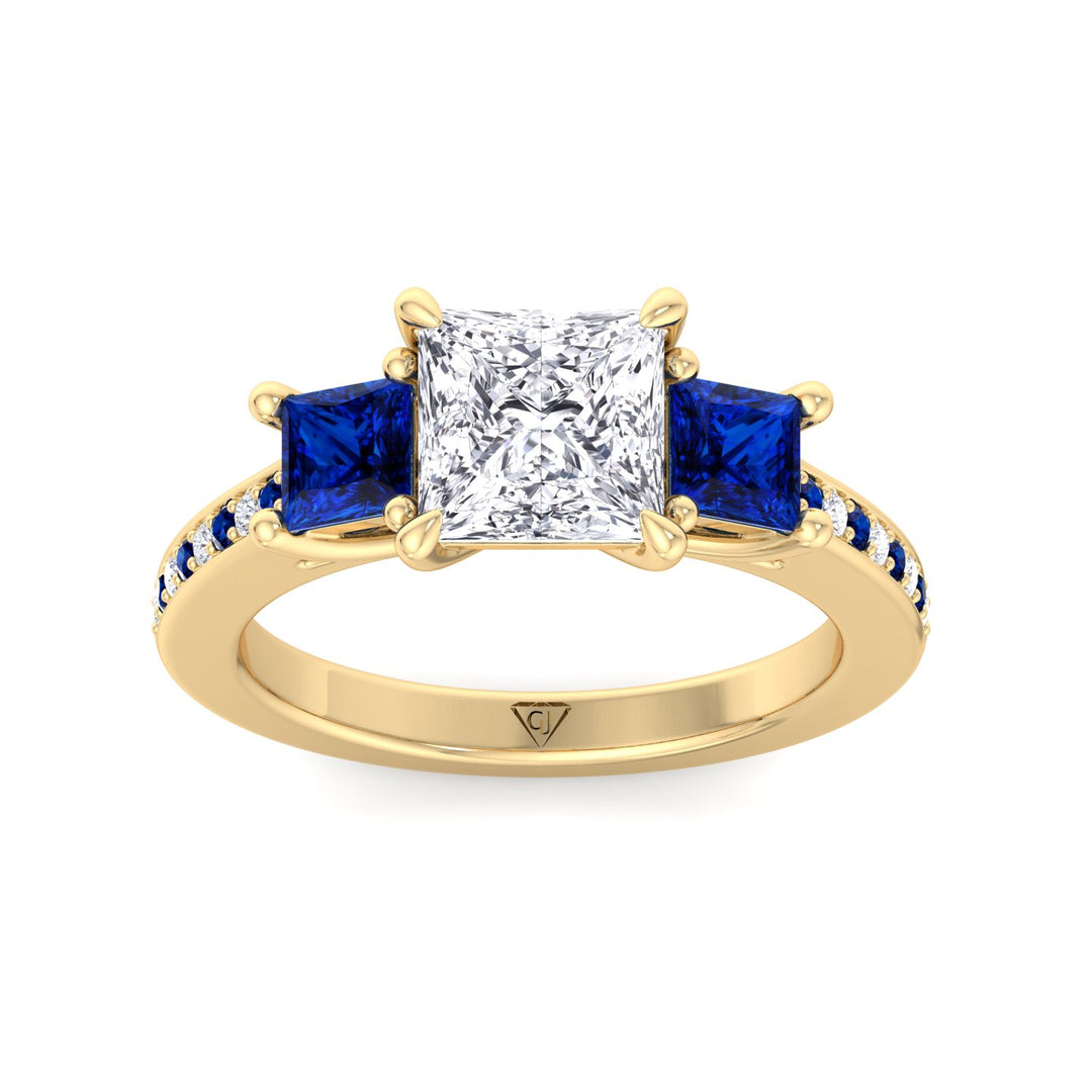 3-20-c-t-w-princess-cut-diamond-engagement-ring-with-blue-sapphire-sidestones-in-yellow-gold