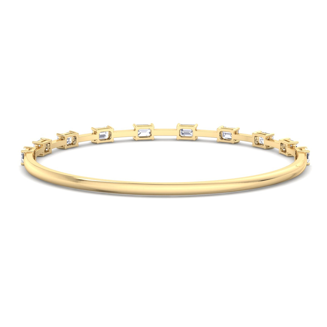 Bulda - (3.05CT T.W.) Emerald Cut East to West Natural Diamond Bangle - Gem Jewelers Co