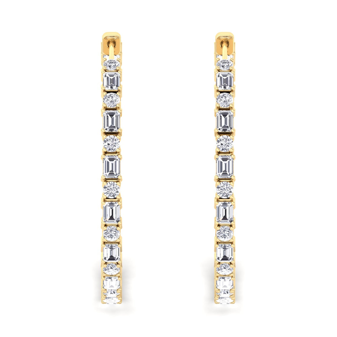 Altaire - Emerald and Round Cut Eternity Hoops - Gem Jewelers Co