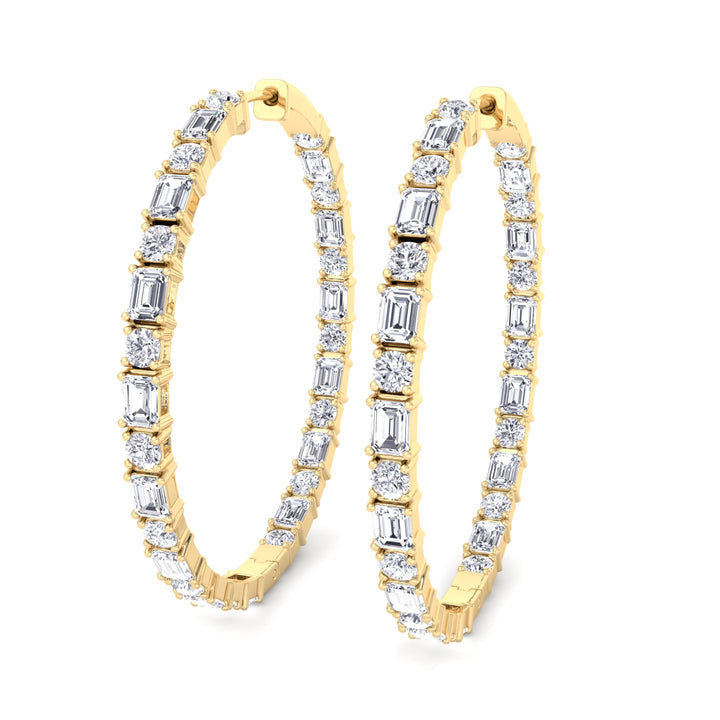 Altaire - Emerald and Round Cut Eternity Hoops - Gem Jewelers Co