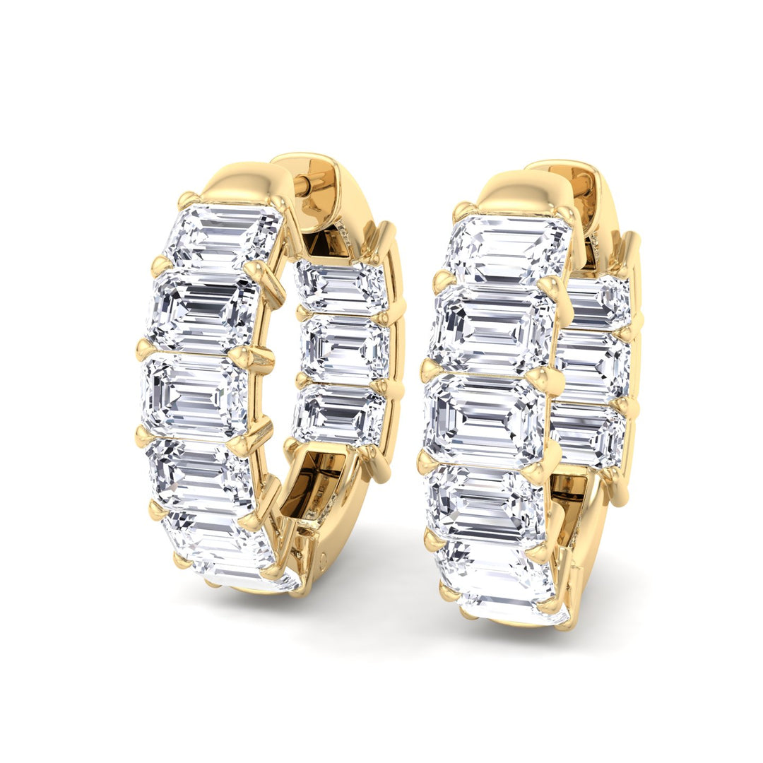 Escudo - 6.35 Carat Emerald Cut Diamond Inside Out Hoops - Gem Jewelers Co