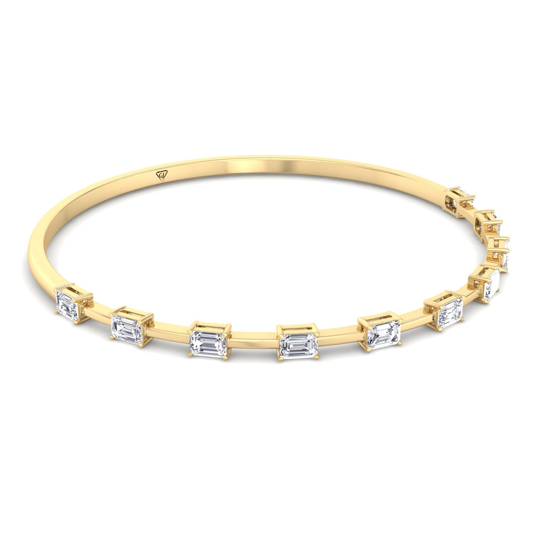 Bulda - (3.05CT T.W.) Emerald Cut East to West Natural Diamond Bangle - Gem Jewelers Co