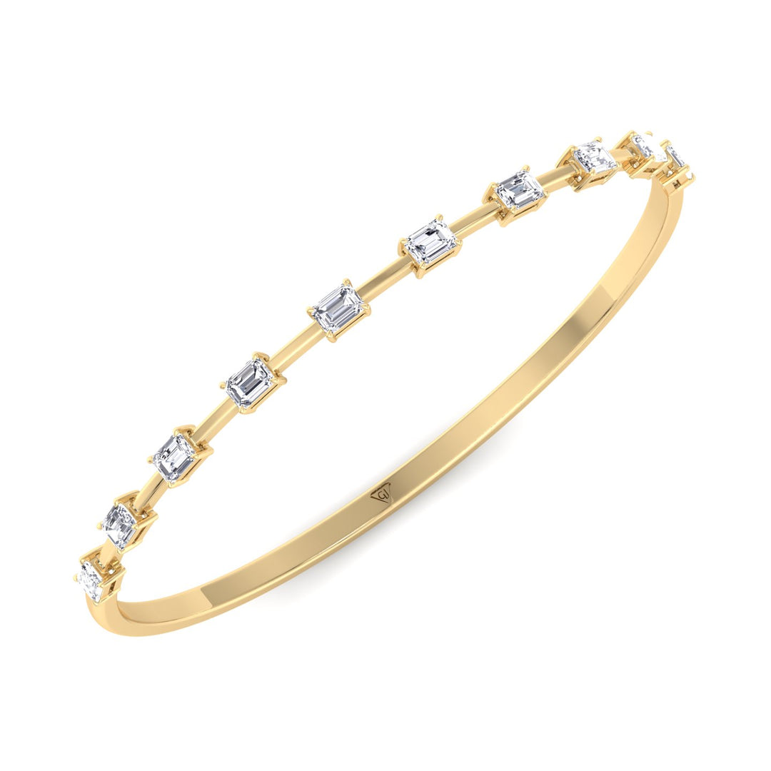 Bulda - (3.05CT T.W.) Emerald Cut East to West Natural Diamond Bangle - Gem Jewelers Co