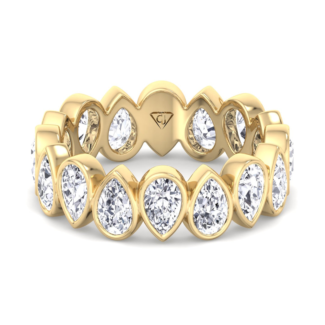 bezel-set-pear-shape-diamond-eternity-band-in-yellow-gold