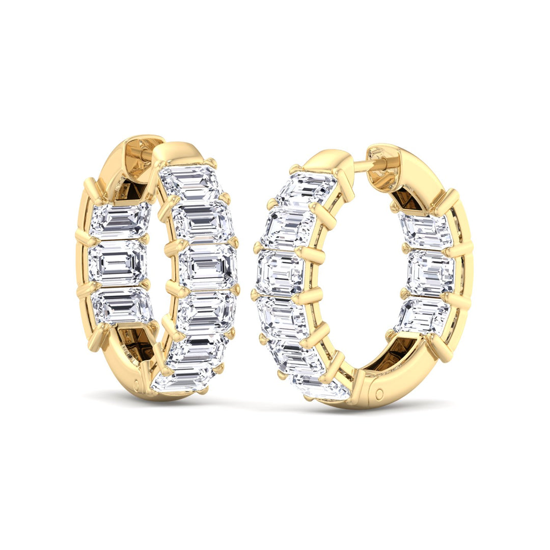 Escudo - 6.35 Carat Emerald Cut Diamond Inside Out Hoops - Gem Jewelers Co
